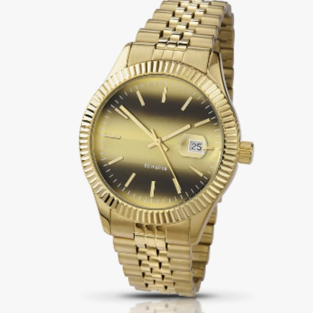 New Mens Gold Luxury Watch